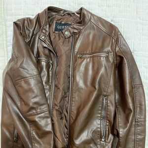 Guess brown leather jacket